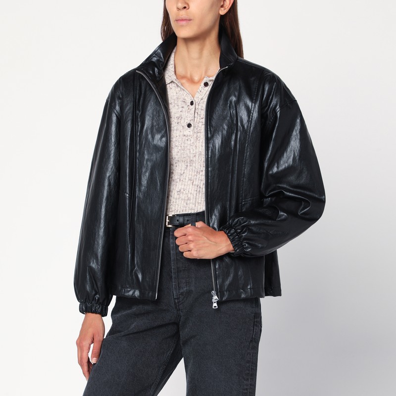 Dunst Black Faux Leather Zip Jacket In Black
