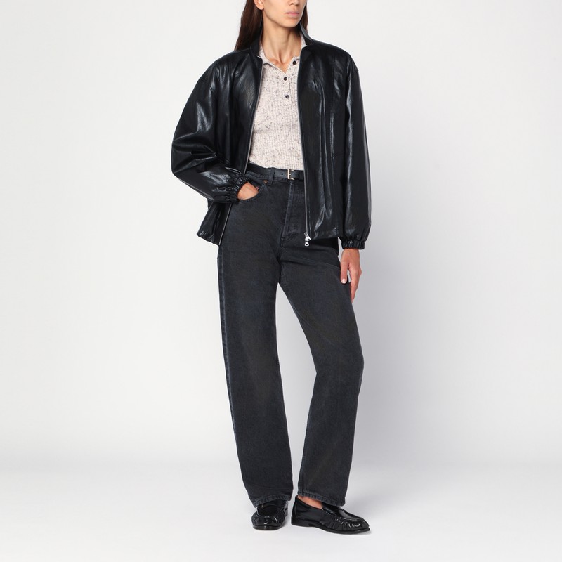 Dunst Black Faux Leather Zip Jacket In Black