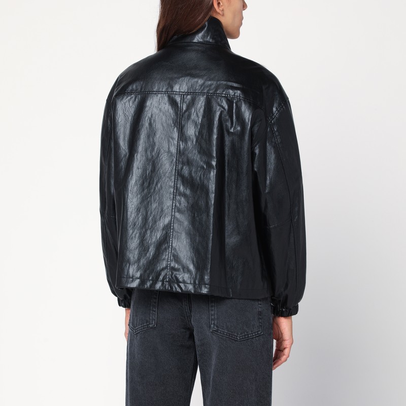 Dunst Black Faux Leather Zip Jacket In Black