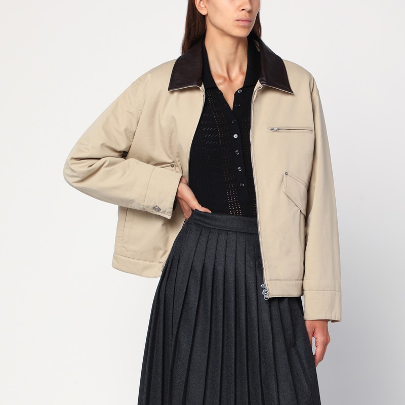 Beige cotton zip jacket