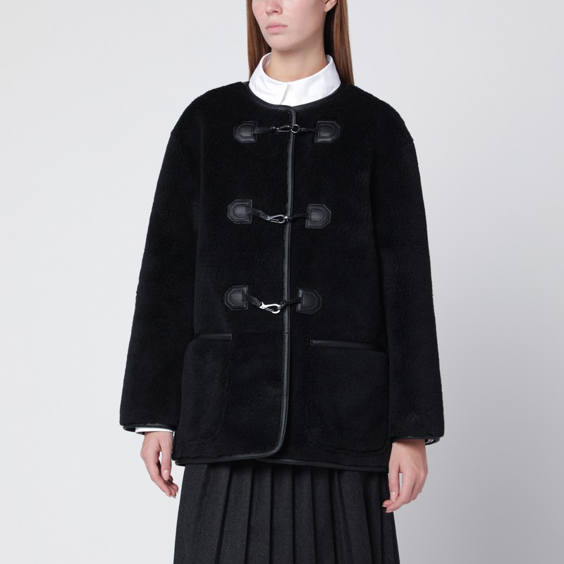 Black shearling-effect fabric jacket