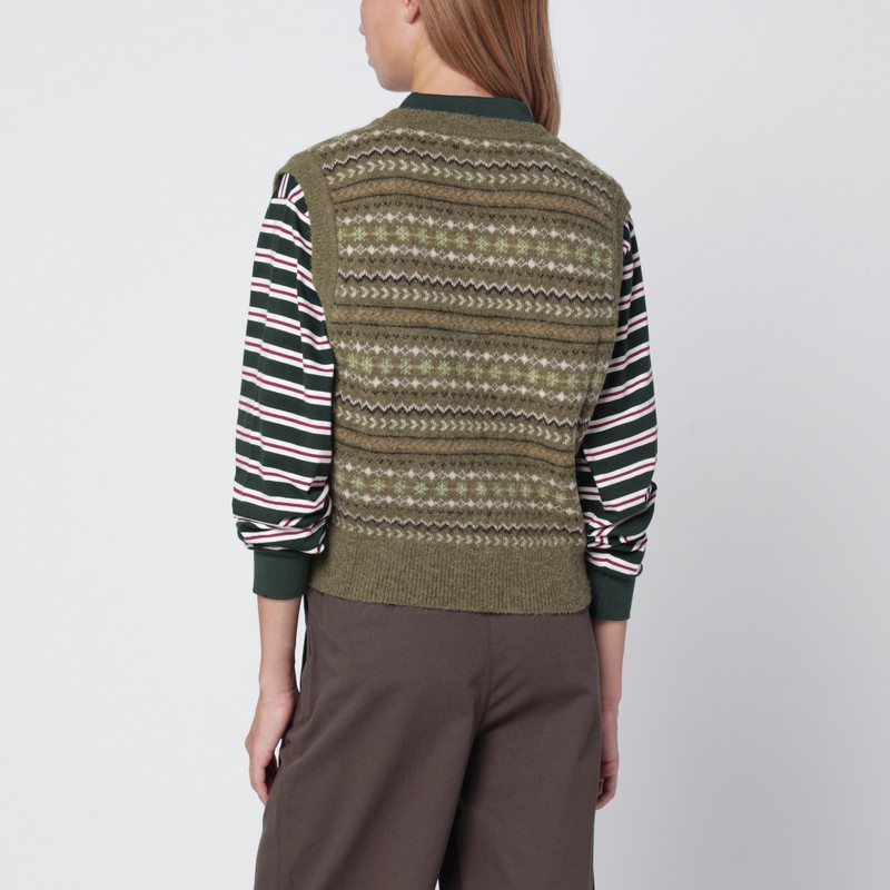 Dunst Olive Green Wool Blend Waistcoat In Green