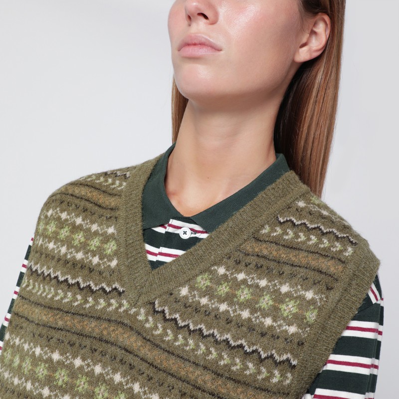 Dunst Olive Green Wool Blend Waistcoat In Green