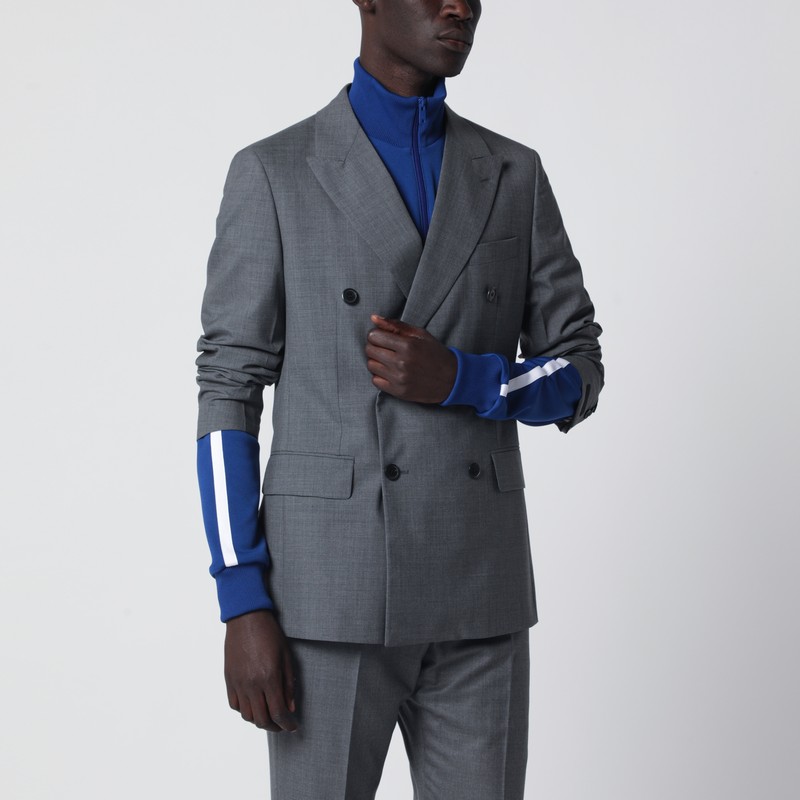 Grey double-breasted wool jacket