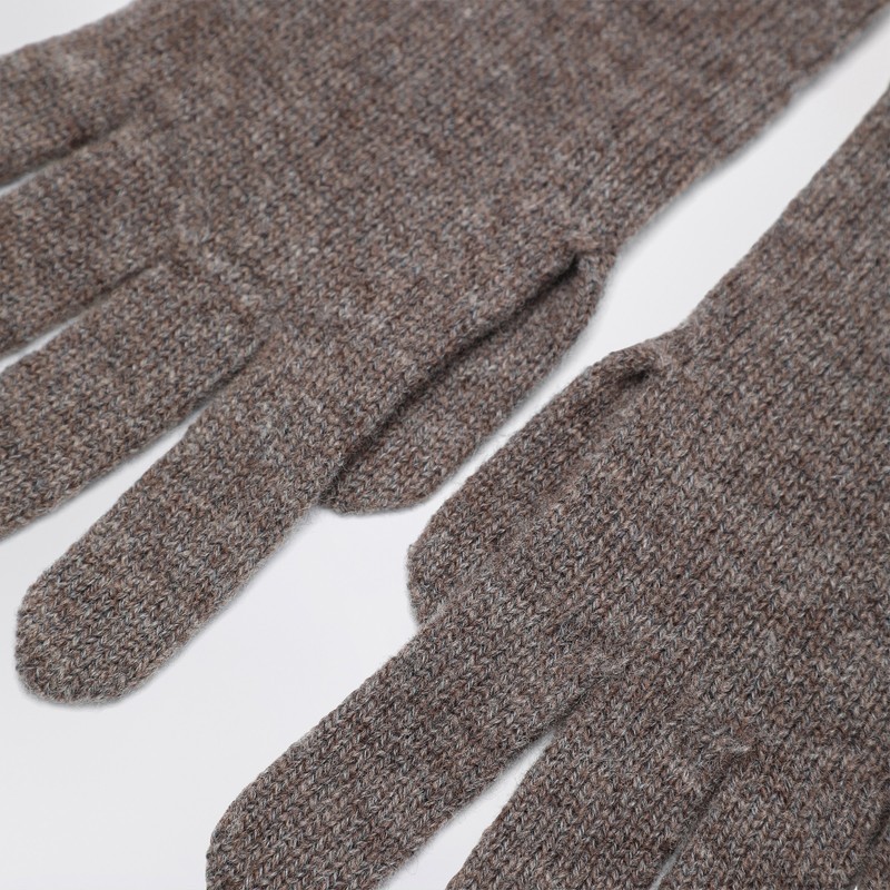 Darkpark Brown Cashmere Gloves In Gray