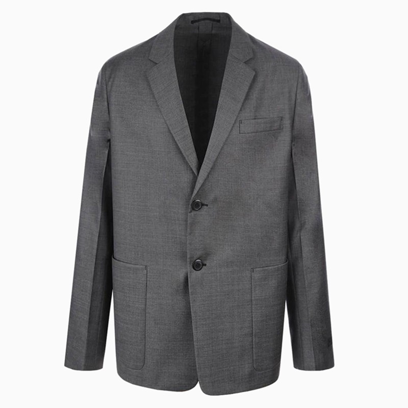 Slate grey single-breasted wool jacket