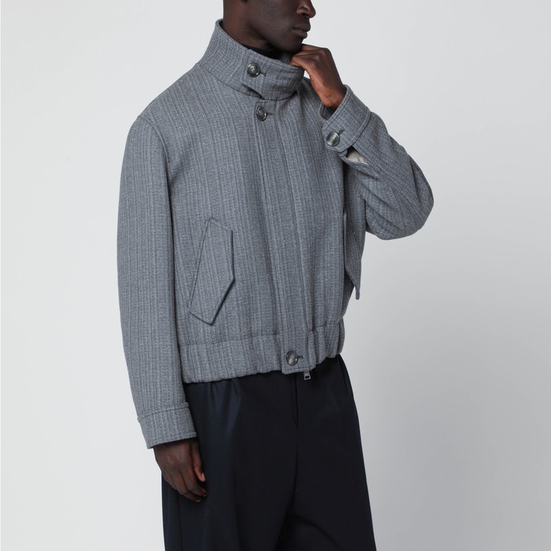 Grey/ivory bomber jacket in wool blend