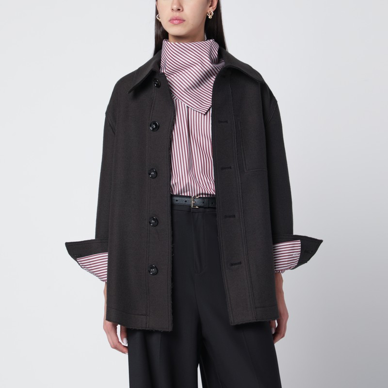 Ami Alexandre Mattiussi Anthracite Grey Wool Shirt With Pockets In Gray