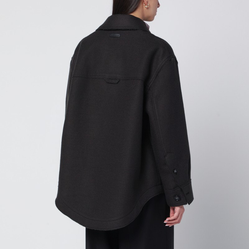 Ami Alexandre Mattiussi Anthracite Grey Wool Shirt With Pockets In Gray