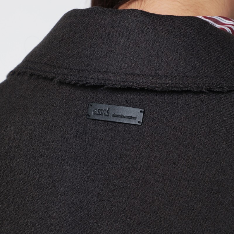 Ami Alexandre Mattiussi Anthracite Grey Wool Shirt With Pockets In Gray