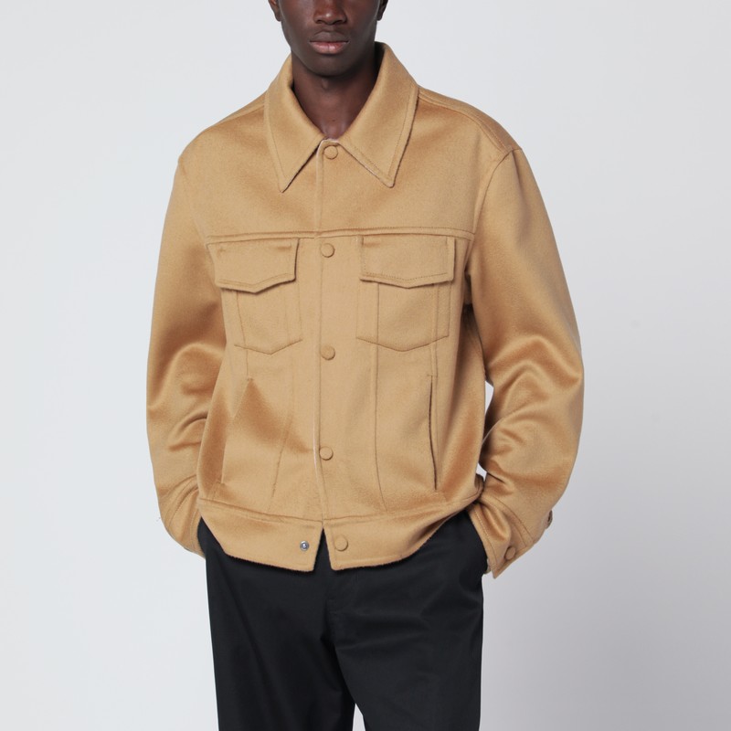 Beige wool trucker jacket