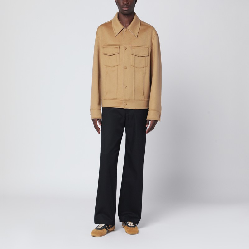 Ami Alexandre Mattiussi Beige Wool Trucker Jacket In Sand