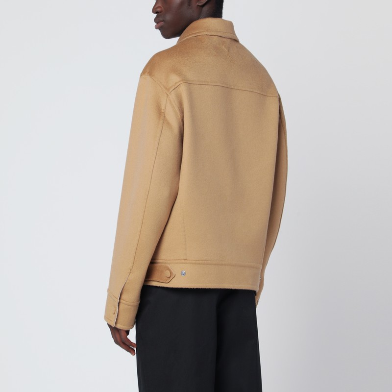 Ami Alexandre Mattiussi Beige Wool Trucker Jacket In Sand