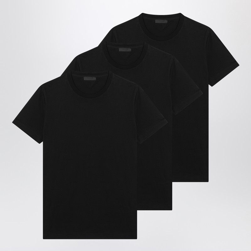 Set of three black cotton T-shirts