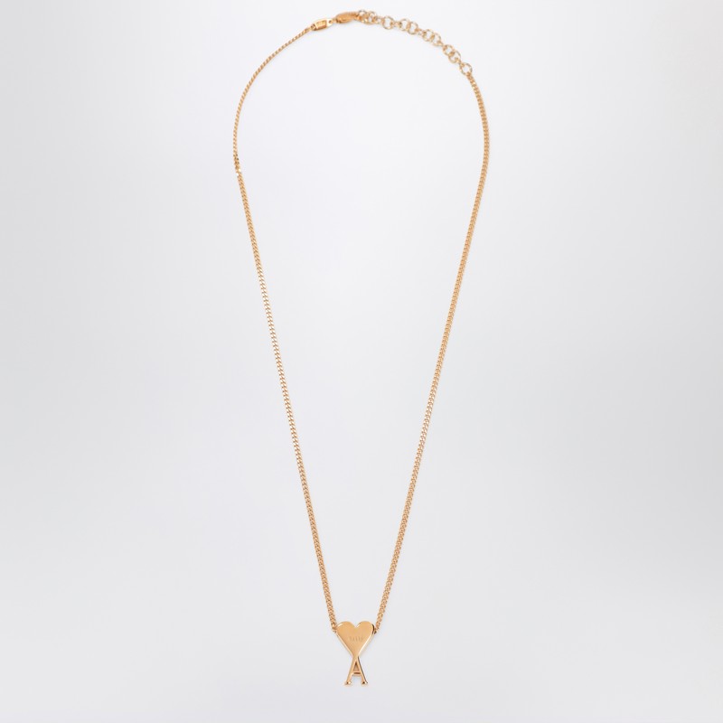 Ami Alexandre Mattiussi Ami Paris Gold Ami De Coeur Necklace Men In Gold