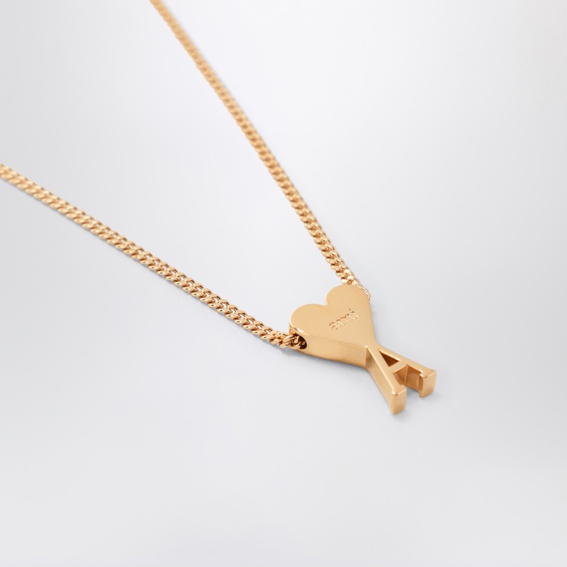 Ami Alexandre Mattiussi Ami Paris Gold Ami De Coeur Necklace Men In Gold