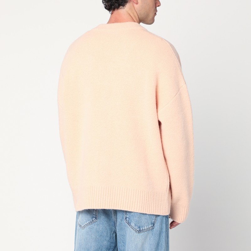 Ami Alexandre Mattiussi Light Beige Wool Cardigan Ami De Coeur In Pink