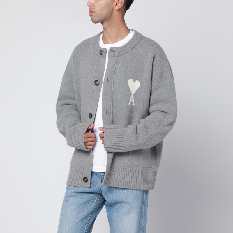 Grey wool cardigan Ami De Coeur
