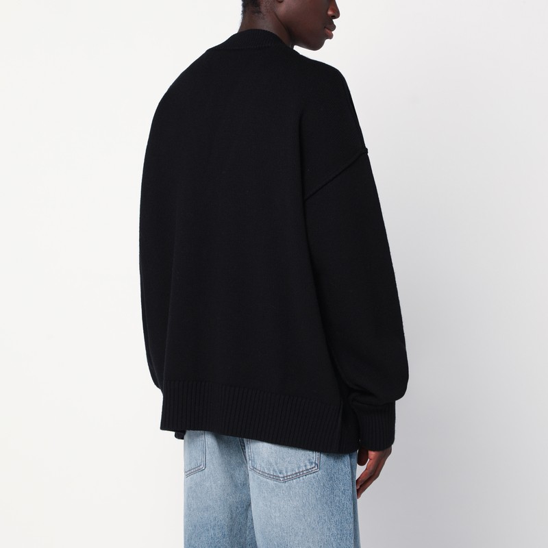 Ami Alexandre Mattiussi Black Wool Ami De Coeur Cardigan In Black