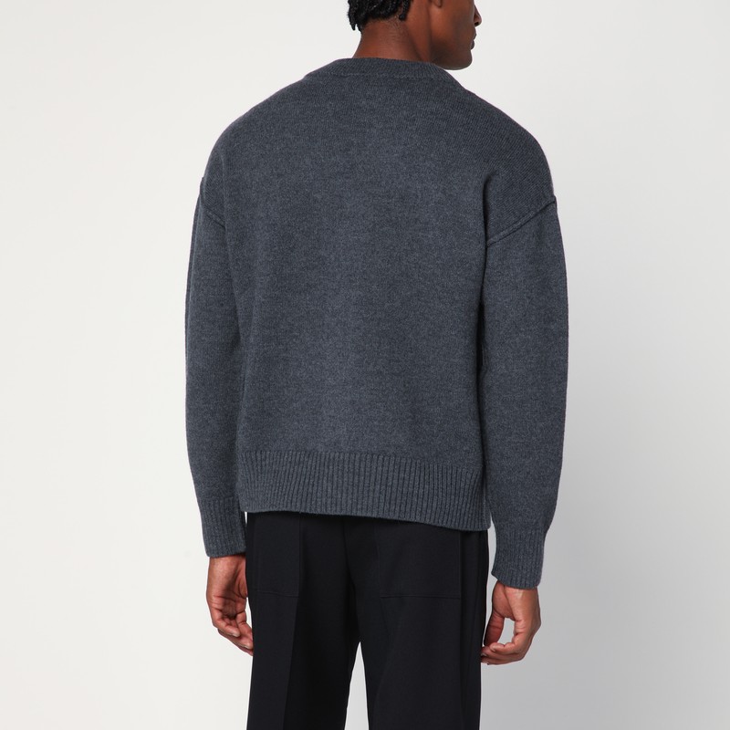 Ami Alexandre Mattiussi Ami Paris Ami De Coeur Heather Grey Wool Cardigan Men In Gray