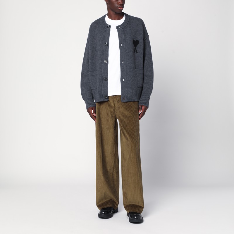 Ami Alexandre Mattiussi Grey Ami De Coeur Cardigan In Gray