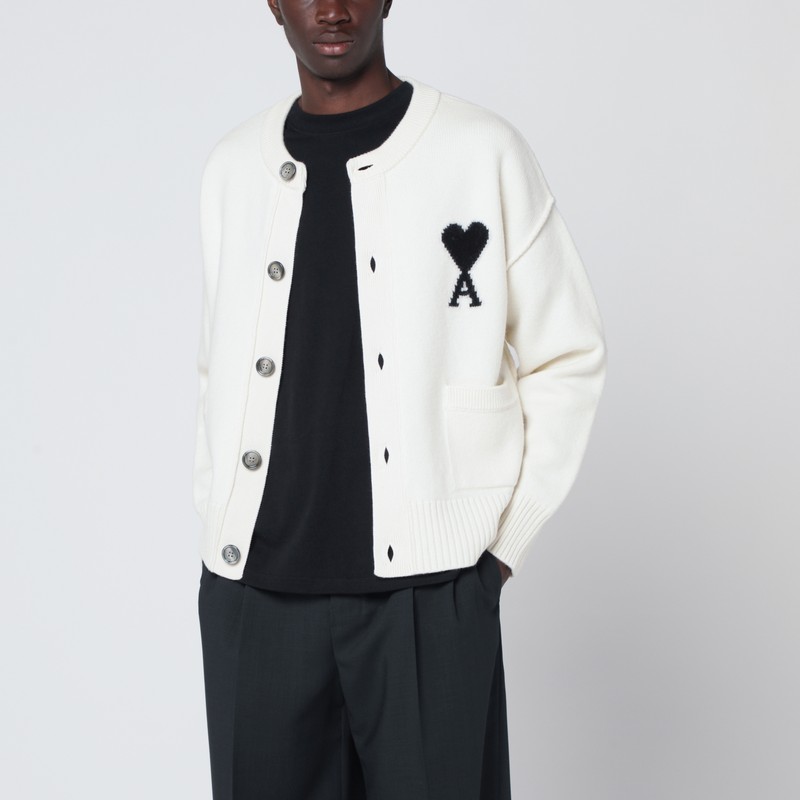 Ami Alexandre Mattiussi Ami Paris Adc Cardigan White In White