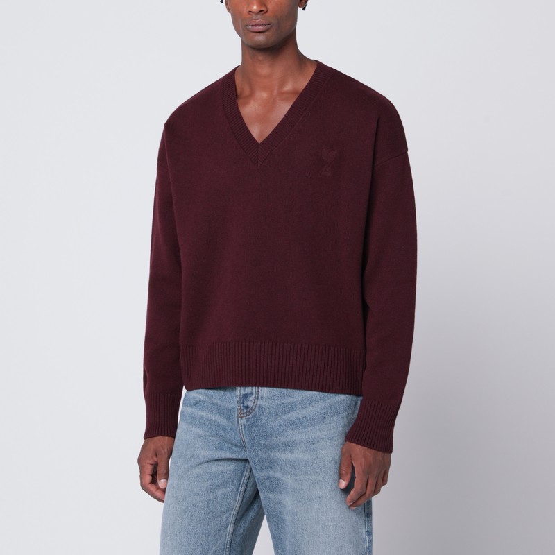 Ami Alexandre Mattiussi Ami Paris Cherry-coloured Wool And Cashmere Sweater Ami De Coeur Men In Red