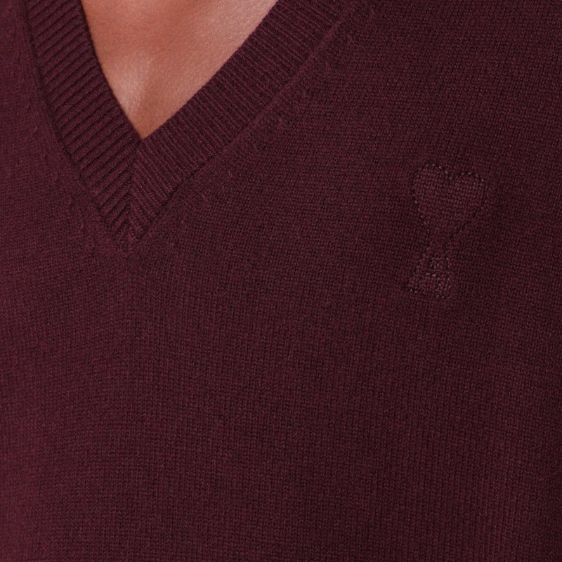 Ami Alexandre Mattiussi Ami Paris Cherry-coloured Wool And Cashmere Sweater Ami De Coeur Men In Red