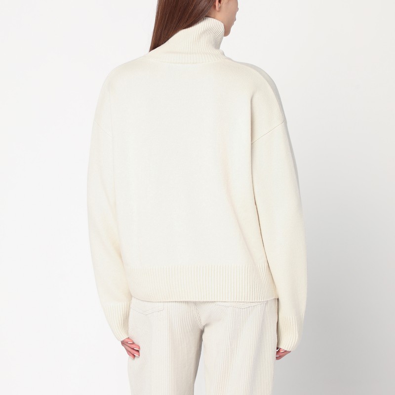 Ami Alexandre Mattiussi Ivory Ami De Coeur Turtleneck Sweater In White