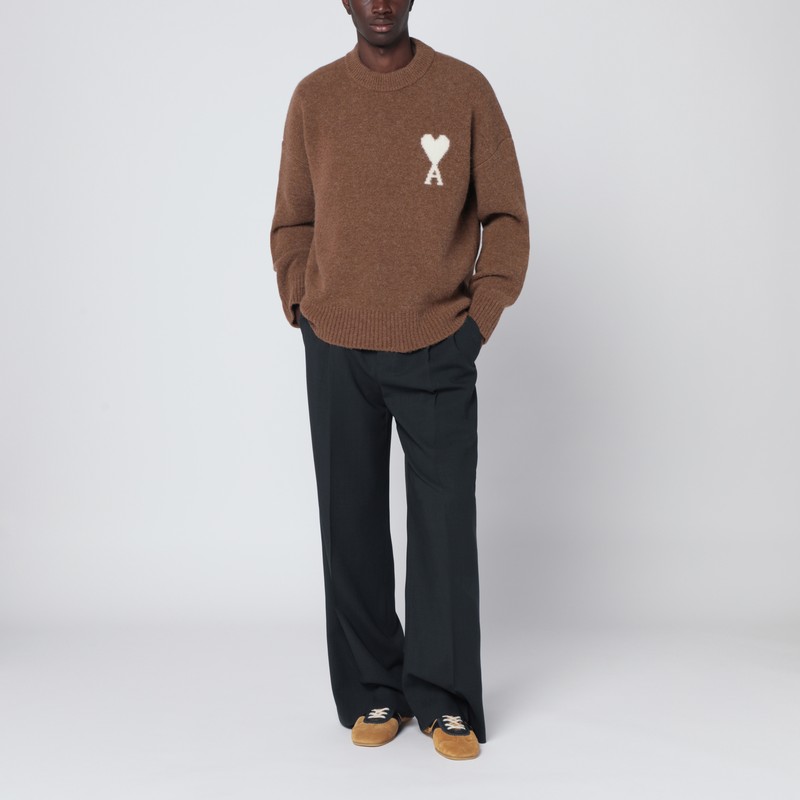 Ami Alexandre Mattiussi Hazelnut Ami De Coeur Sweater In Brown