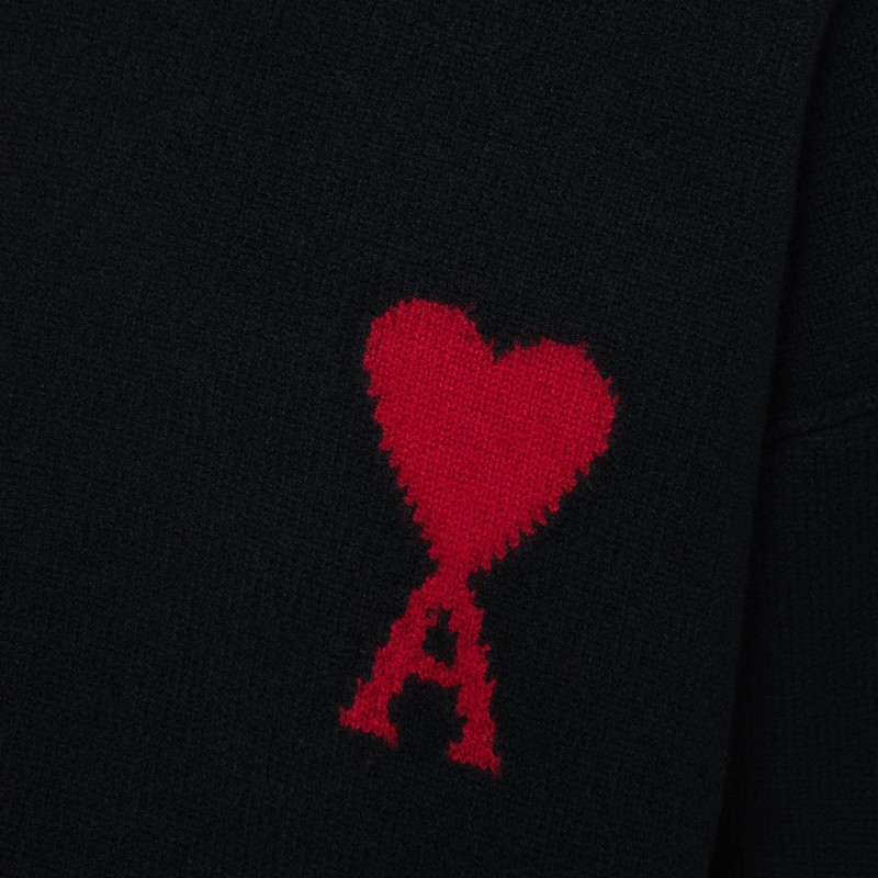 Ami Alexandre Mattiussi Black Wool Sweater Ami De Coeur In Black