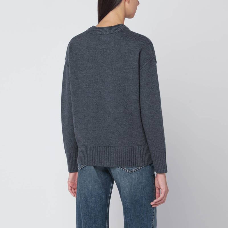 Ami Alexandre Mattiussi Grey Ami De Coeur Wool Sweater In Gray