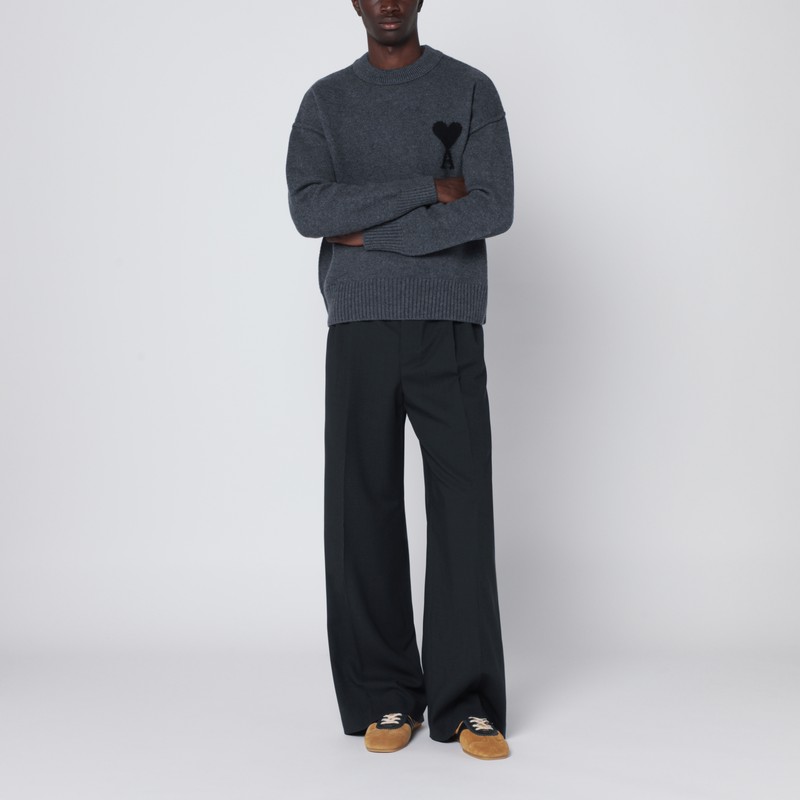 Ami Alexandre Mattiussi Dark Grey Ami De Coeur Sweater In Gray
