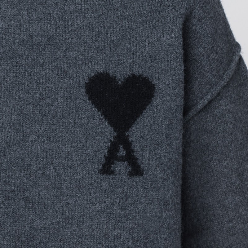 Ami Alexandre Mattiussi Dark Grey Ami De Coeur Sweater In Gray