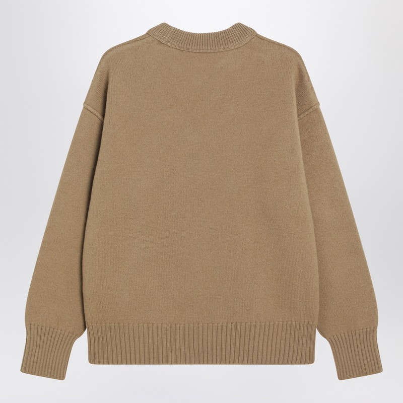 Ami Alexandre Mattiussi Camel Ami De Coeur Sweater In Wool In Brown