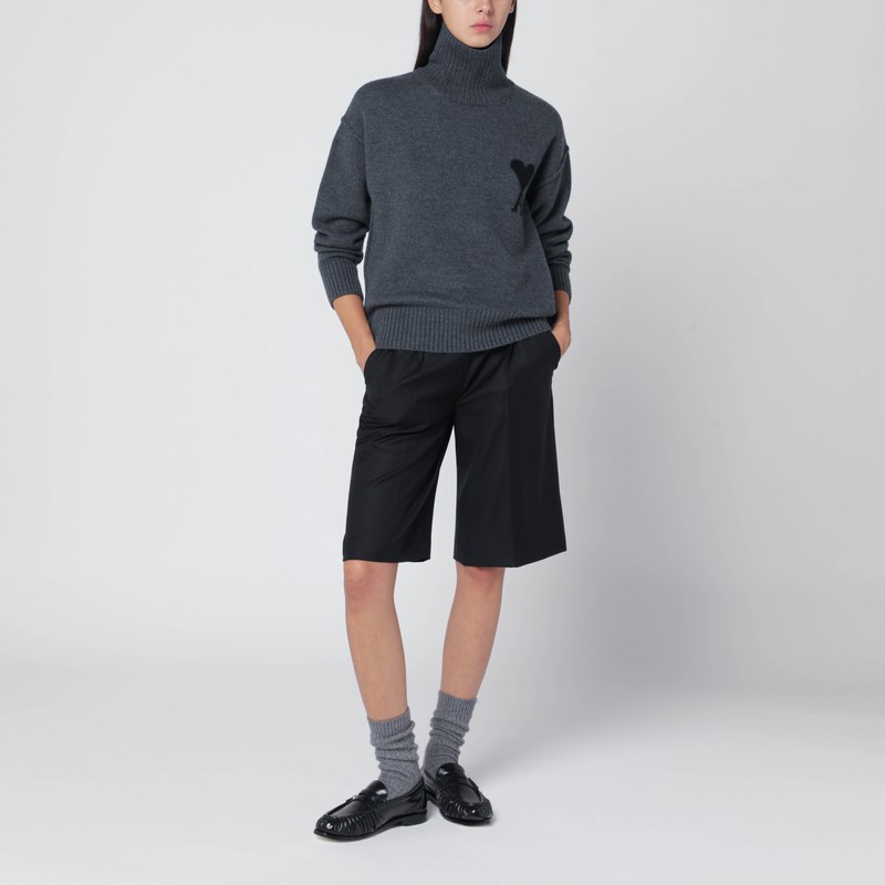 Ami Alexandre Mattiussi Turtleneck Sweater Ami De Coeur Grey In Gray
