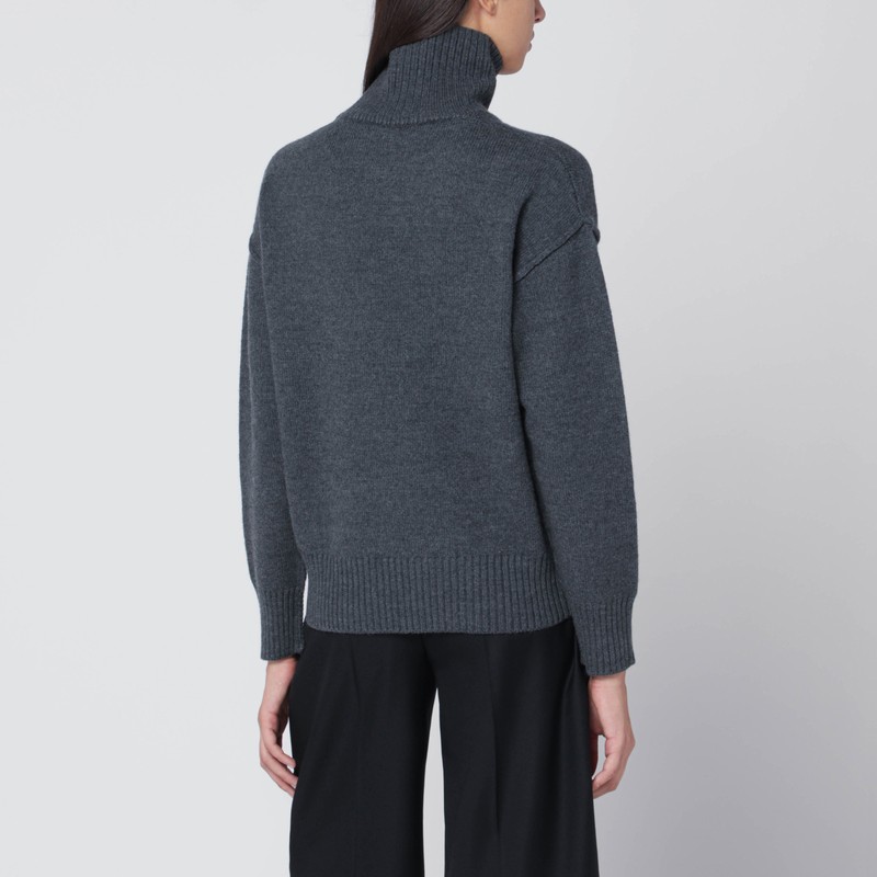 Ami Alexandre Mattiussi Turtleneck Sweater Ami De Coeur Grey In Gray