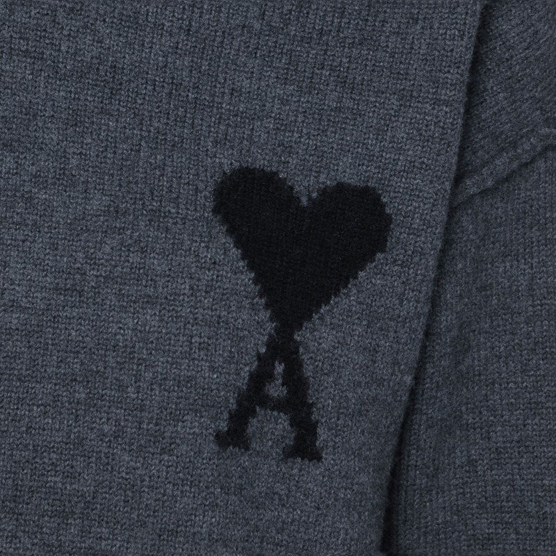 Ami Alexandre Mattiussi Turtleneck Sweater Ami De Coeur Grey In Gray