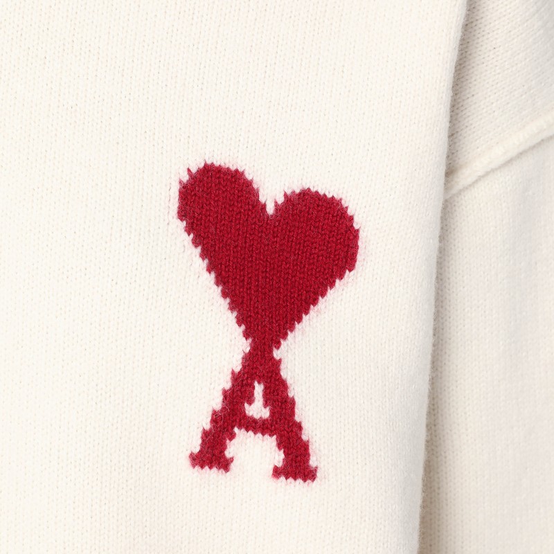 Ami Alexandre Mattiussi White Ami De Coeur Turtleneck Sweater In White