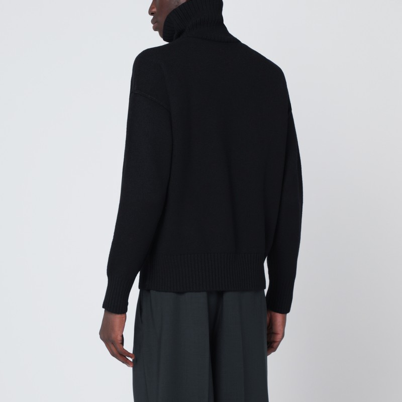 Ami Alexandre Mattiussi Black Turtleneck Ami De Coeur Sweater In Multi