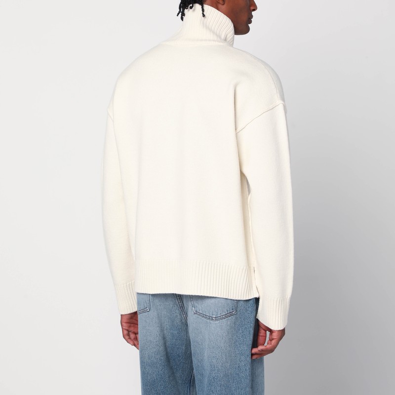 Ami Alexandre Mattiussi Ribbed Crewneck Sweater With Cuffs And Hem In White