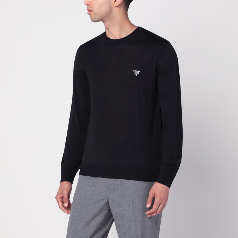 Black wool sweater with logo - Prada - Modalova