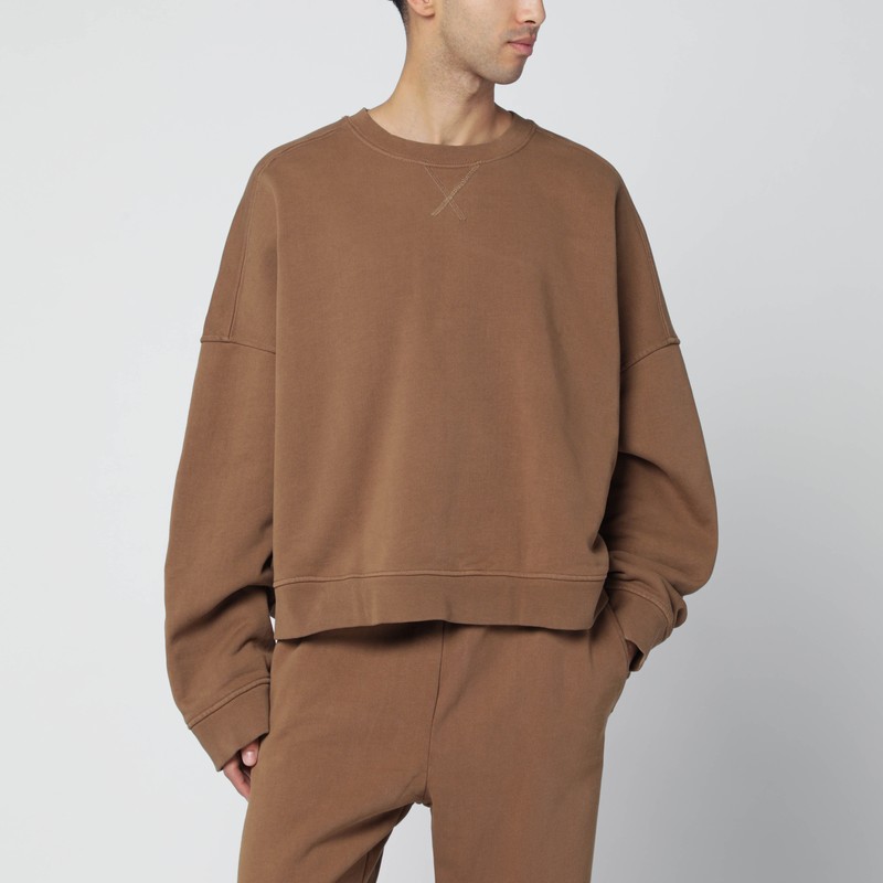 Entire Studios Brown Cotton Crewneck Sweatshirt In Sand