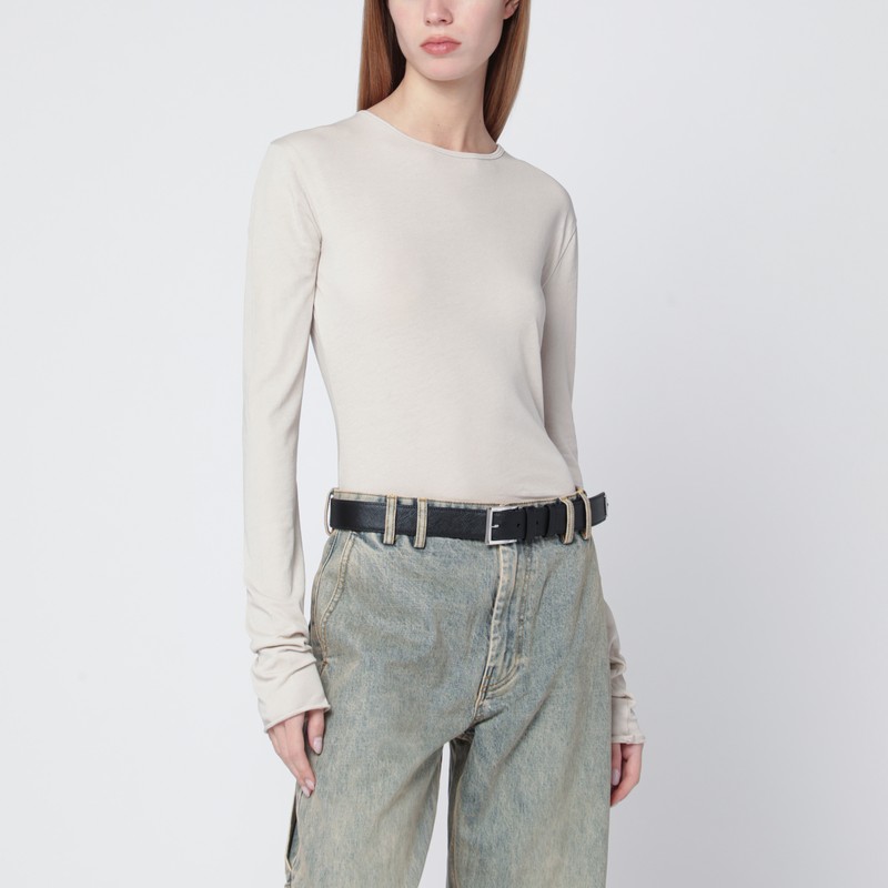 White crewneck cotton-blend top