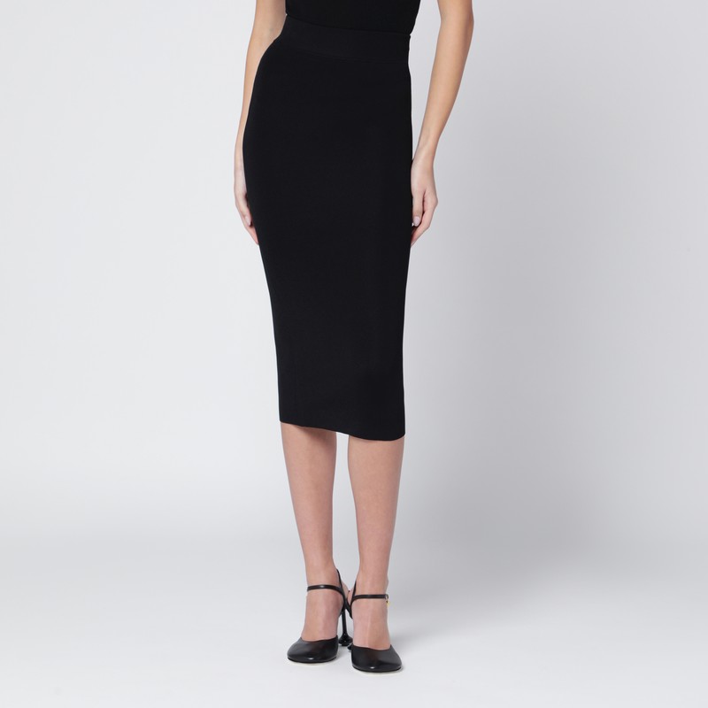 Entire Studios Black Viscose-blend Midi Skirt In Black