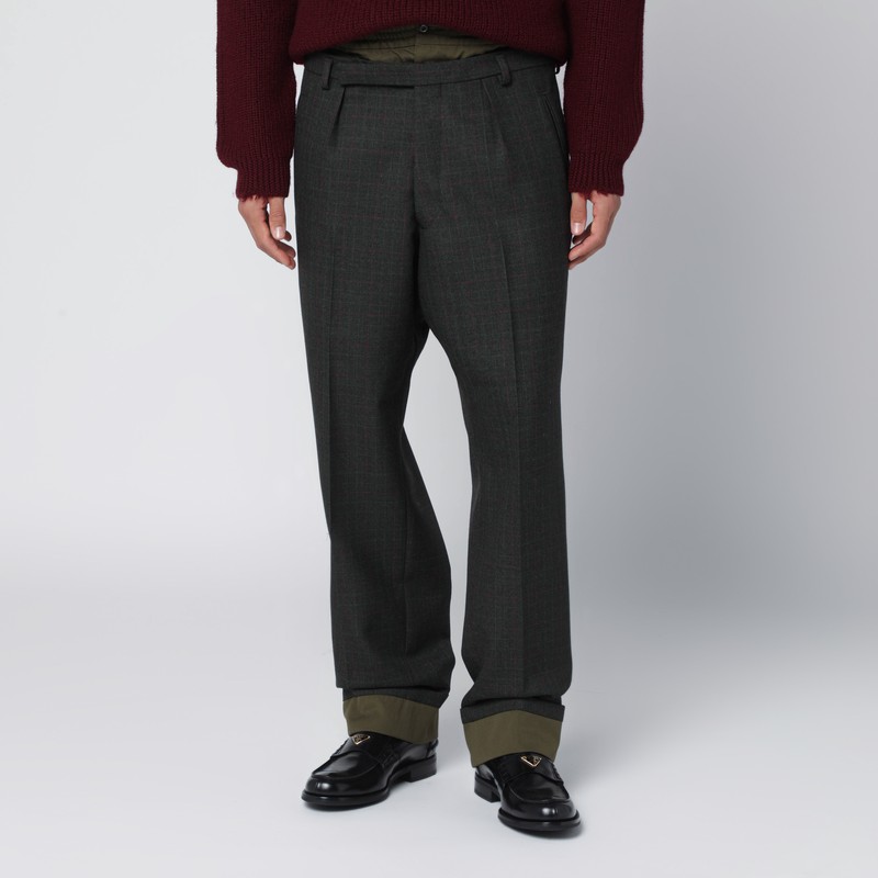 Forest-green trousers with double waistband