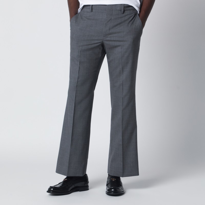 Grey flared wool trousers