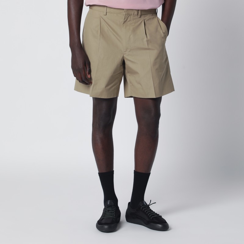 Putty-colored cotton bermuda shorts