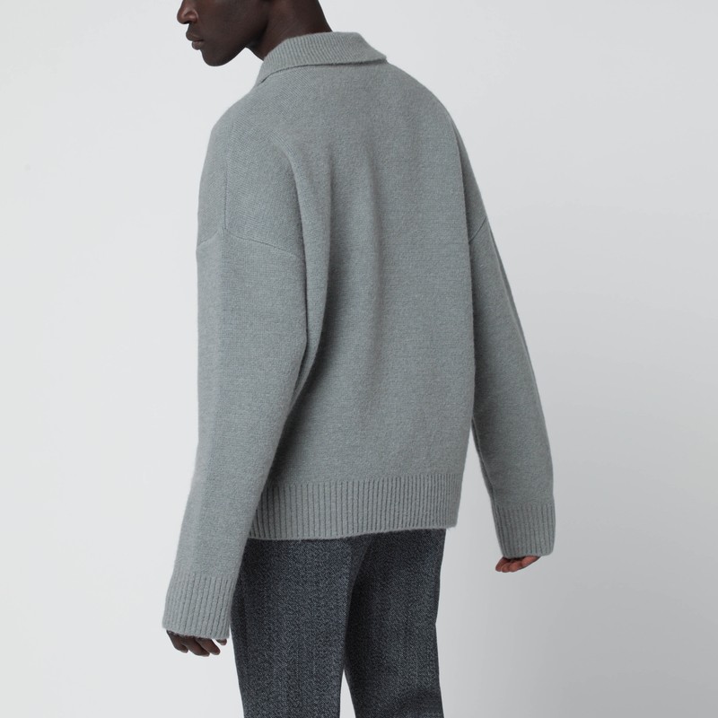 Ami Alexandre Mattiussi Ami De Coeur Grey Polo Sweater In Gray