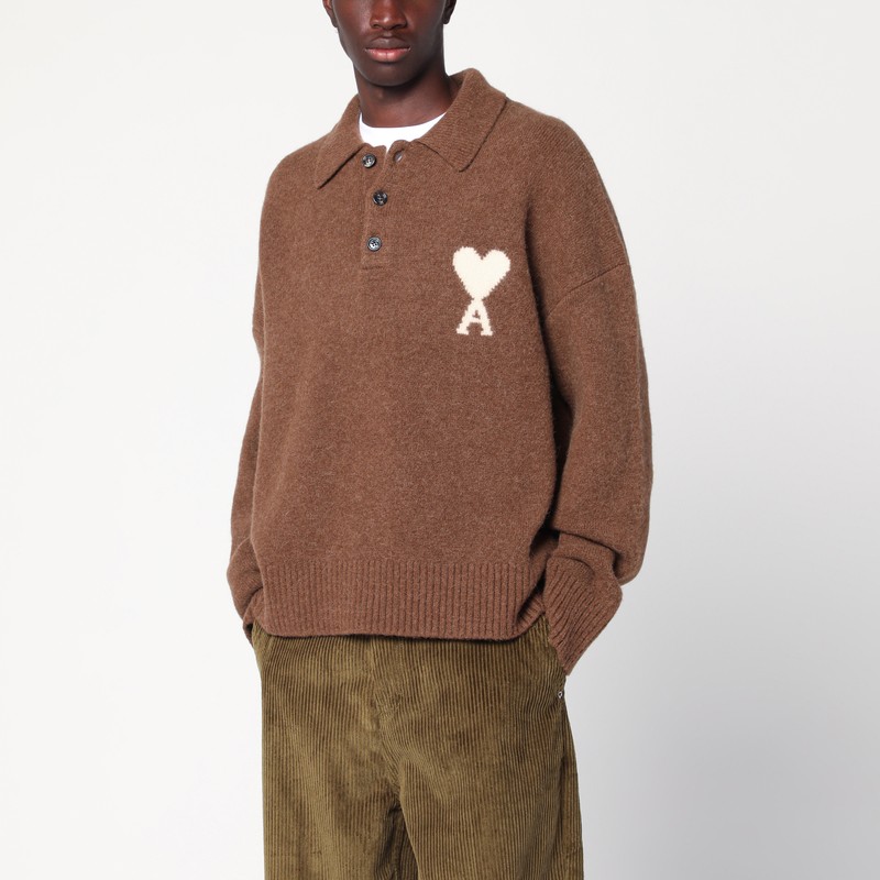 Ami De Coeur polo sweater in hazelnut color